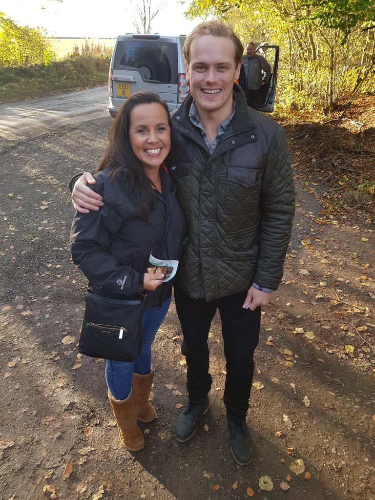 outlander season 4 behind-the-scenes photos, filming outlander, sam heughan