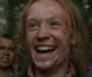 outlander season 4 finale heart score, ian's joyful face after being accepted by the Mohawks