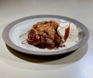 Apple Crisp plated serving closeup