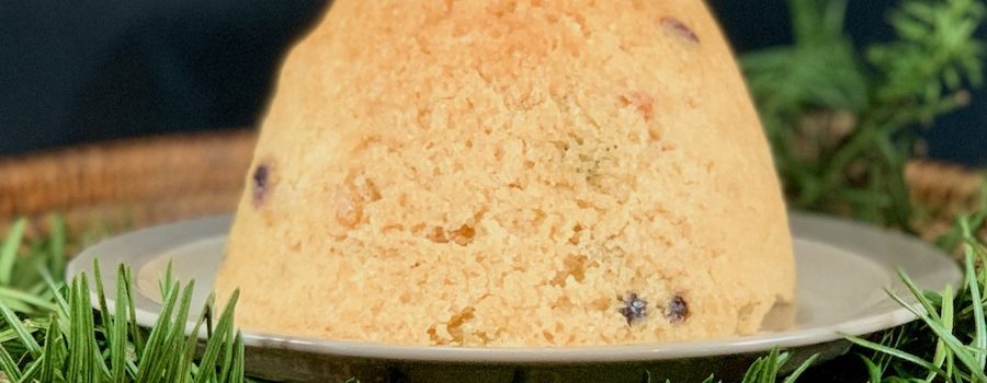 Spotted Dick steamed pudding closeup