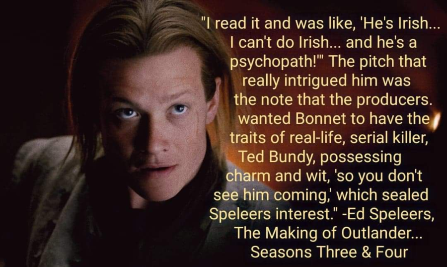 tara bennett, the making of outlander, ed speelers on being Stephen Bonnet