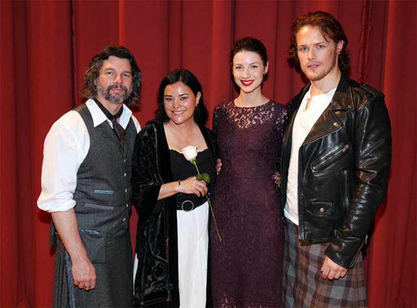 ron moore, diana gabaldon, caitriona balfe, sam heughan