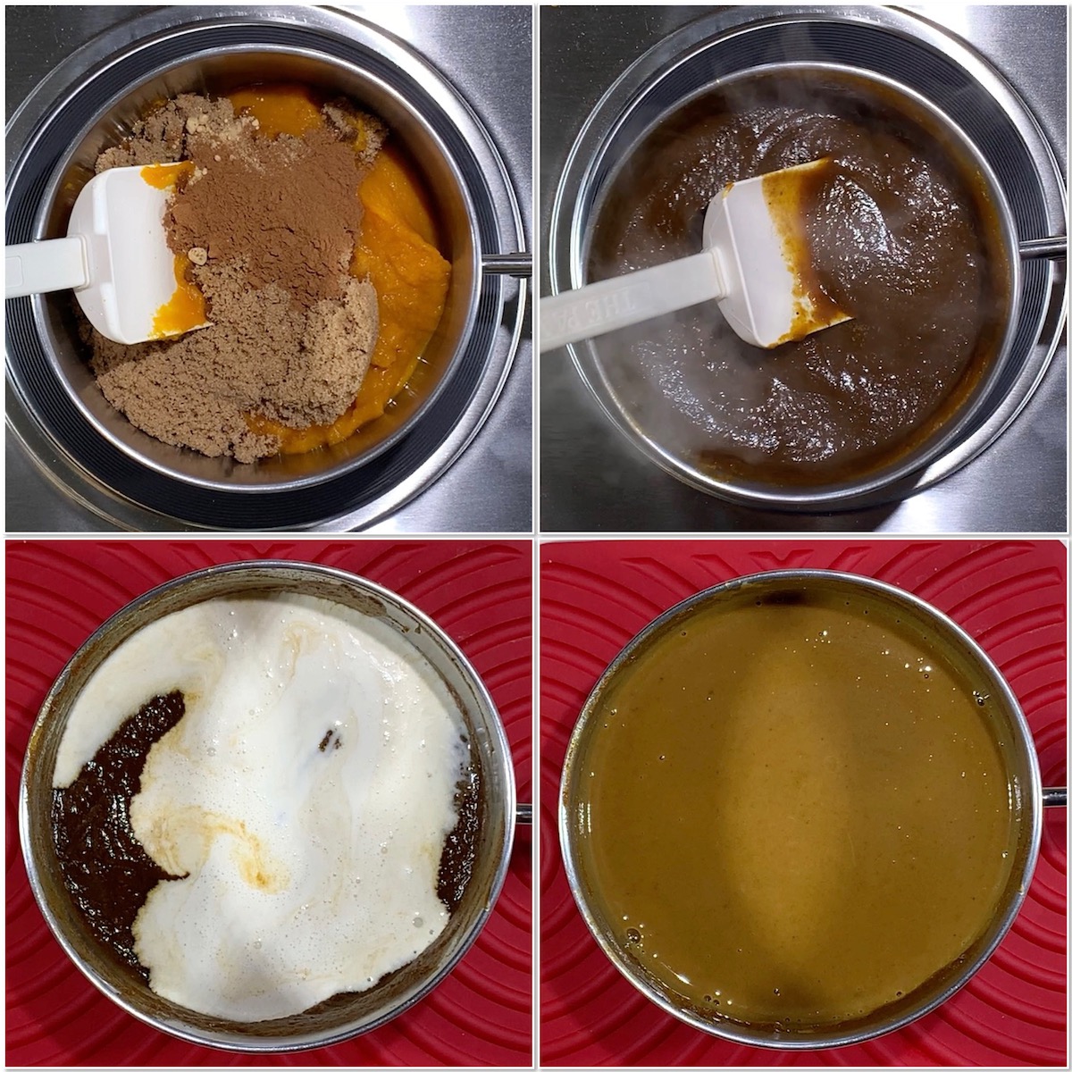 Making Praline Pumpkin Pie filling collage