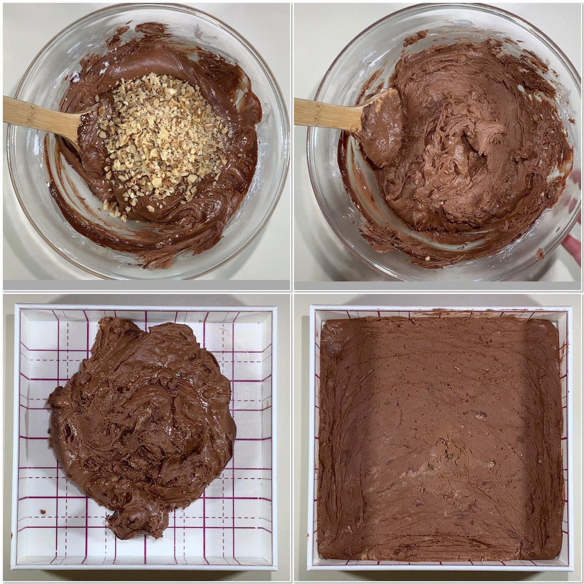 Making dark chocolate whisky fudge & pressing in the pan collage