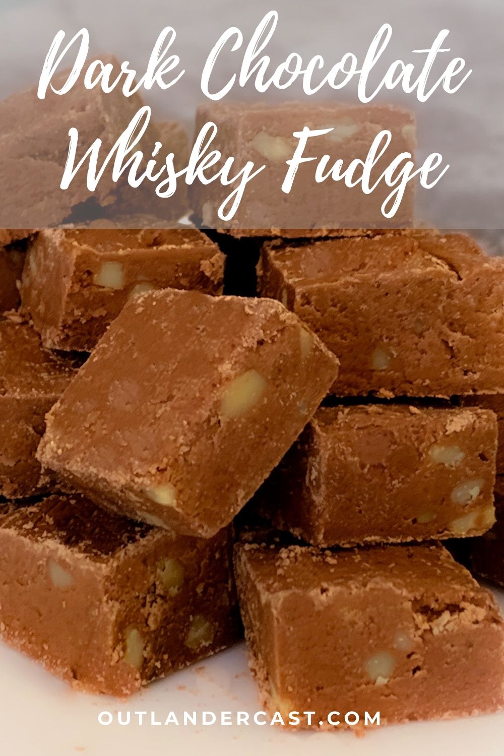 dark chocolate whisky fudge stacked Pinterest banner