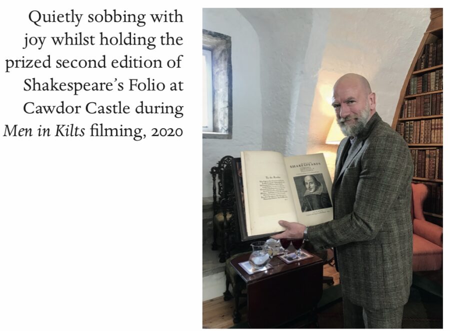 graham mctavish holding Shakespeare folio, clanlands