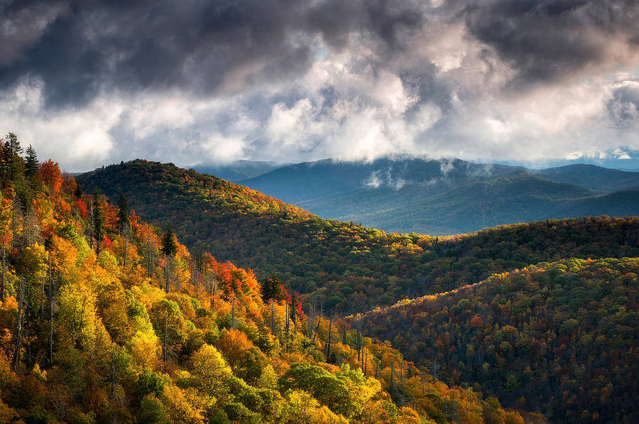 North Carolina mountain range in autumn.
