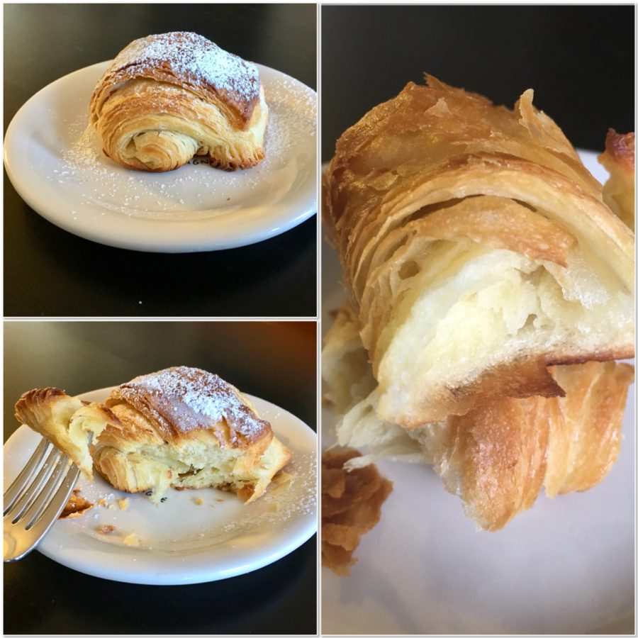 plated croissants closeup collage