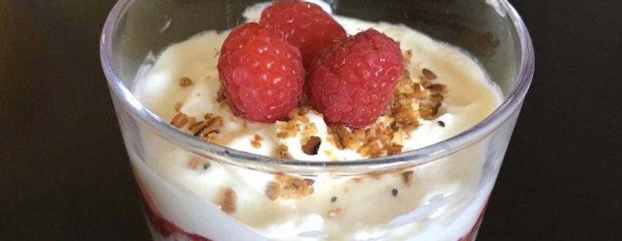 Cranachan, making Cranachan, trifle, whisky, scotch, oatmeal, oats, 20th century baking, Mrs. Graham