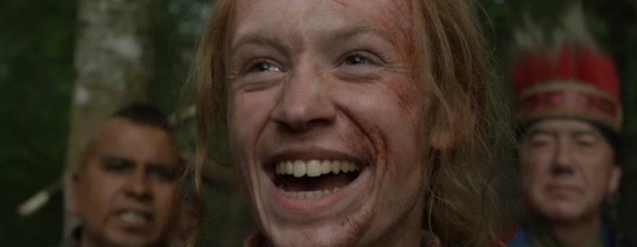 outlander season 4 finale heart score, ian's joyful face after being accepted by the Mohawks