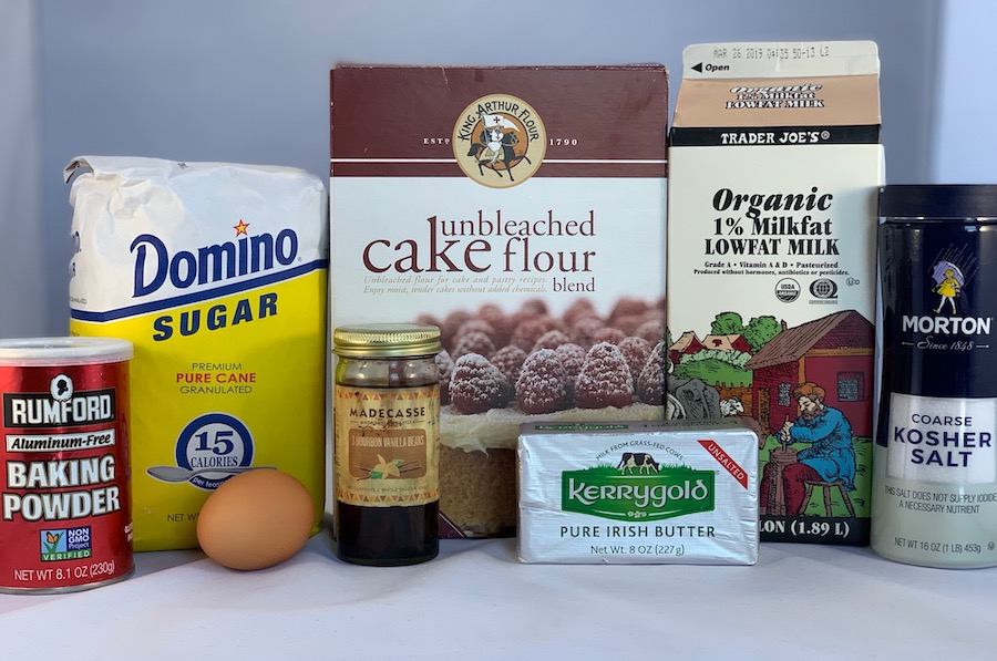 Hot milk & butter cake ingredients