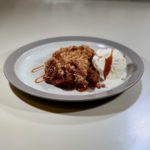 Apple Crisp plated serving closeup