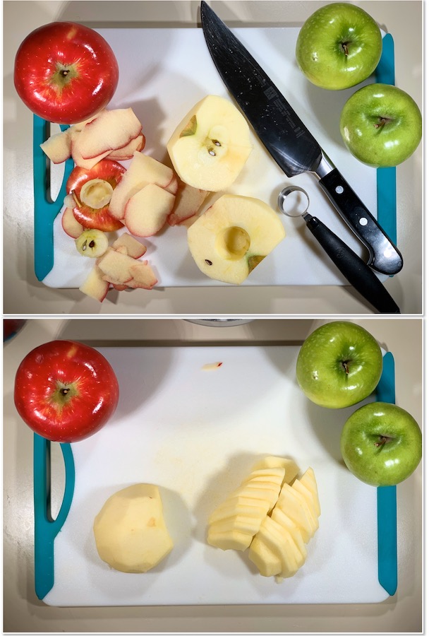 Slicing apples for Apple Crisp collage