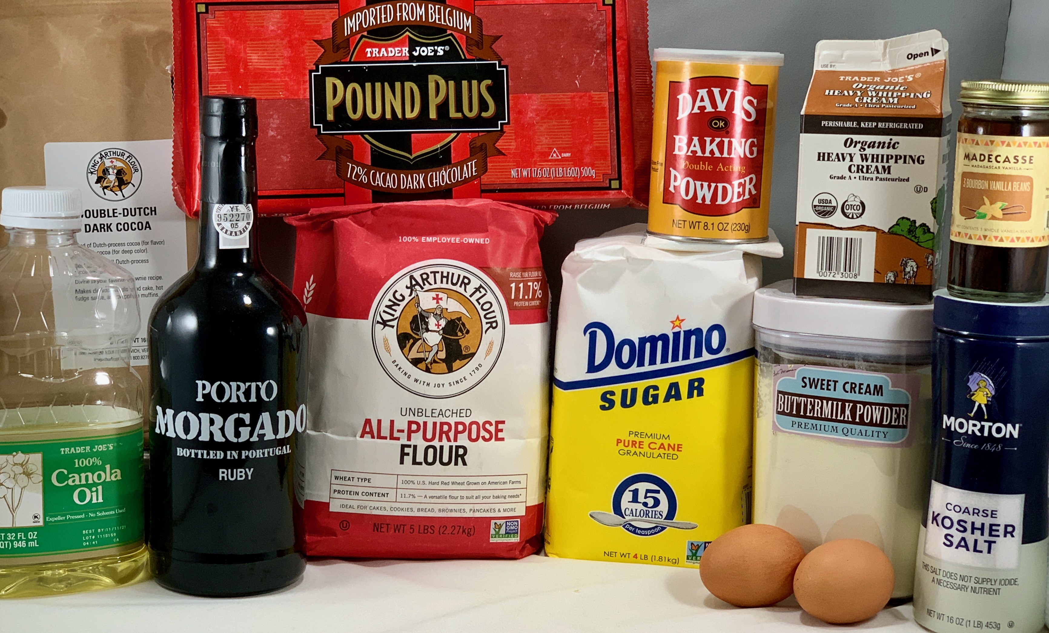 Port Wine Chocolate Cake ingredients in packages