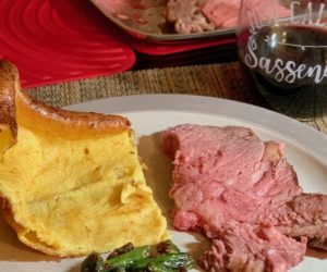 Yorkshire pudding plated closeup