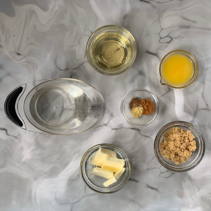 rum punch cocktail ingredients overhead