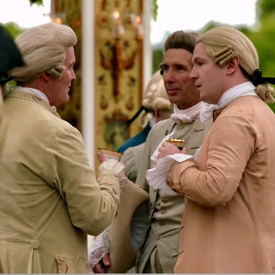 Closeup of Jocasta's wedding guests at River Run S5Ep6