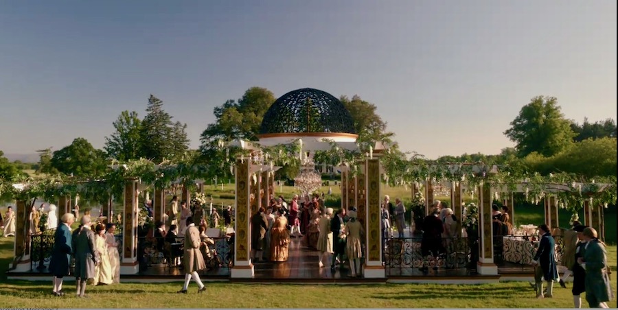 Long shot of Jocasta's wedding pergola at River Run S5Ep6