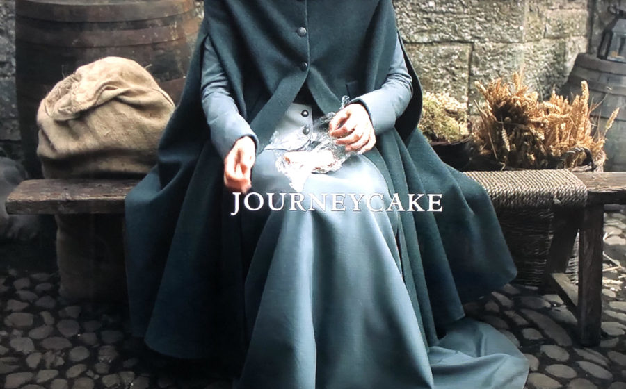 Claire eating peanut butter and jelly sandwich in outlander season 5