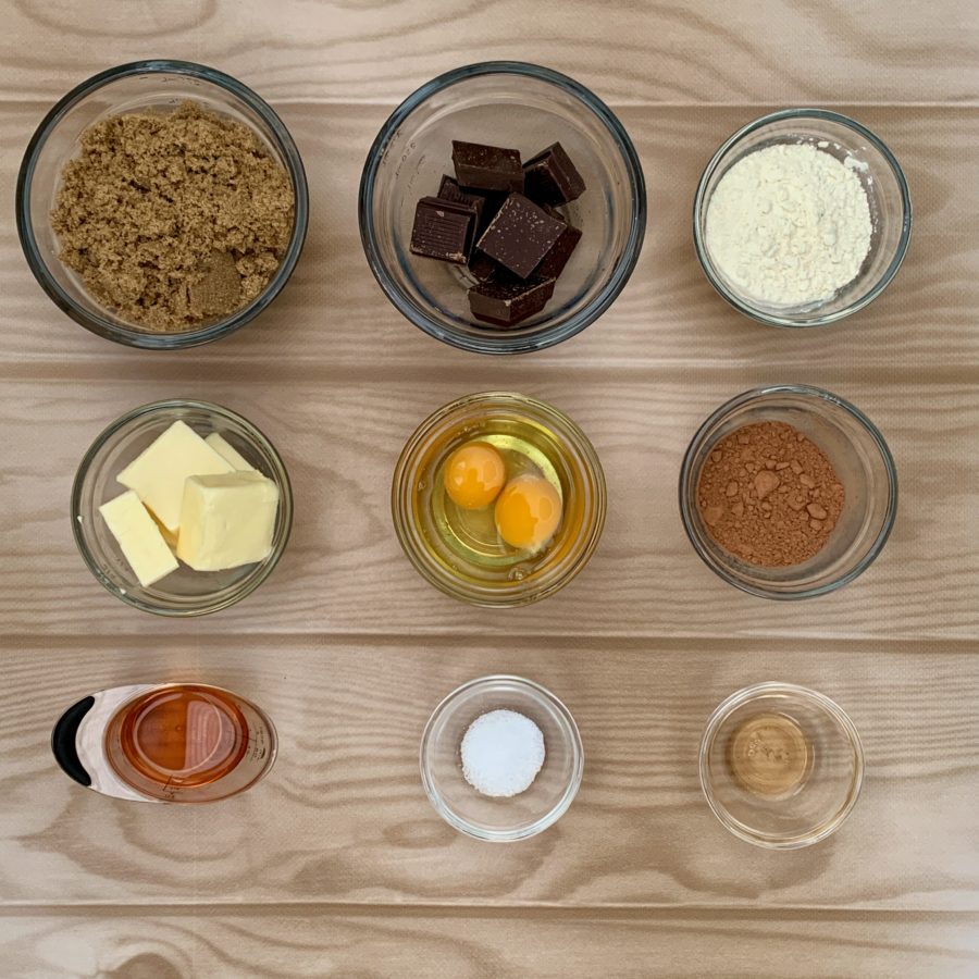 Brownies ingredients overhead