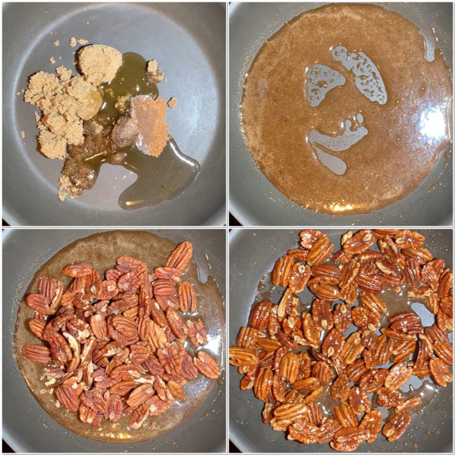 Making candied pecans collage, ja-brownies