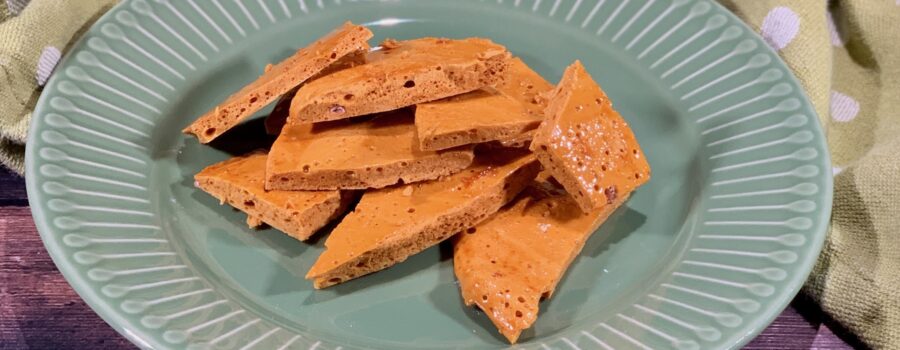 Honeycomb Candy plated closeup wide