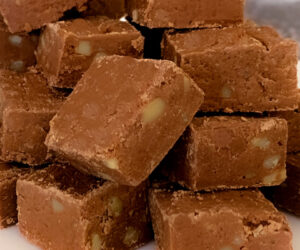 dark chocolate whisky fudge stacked