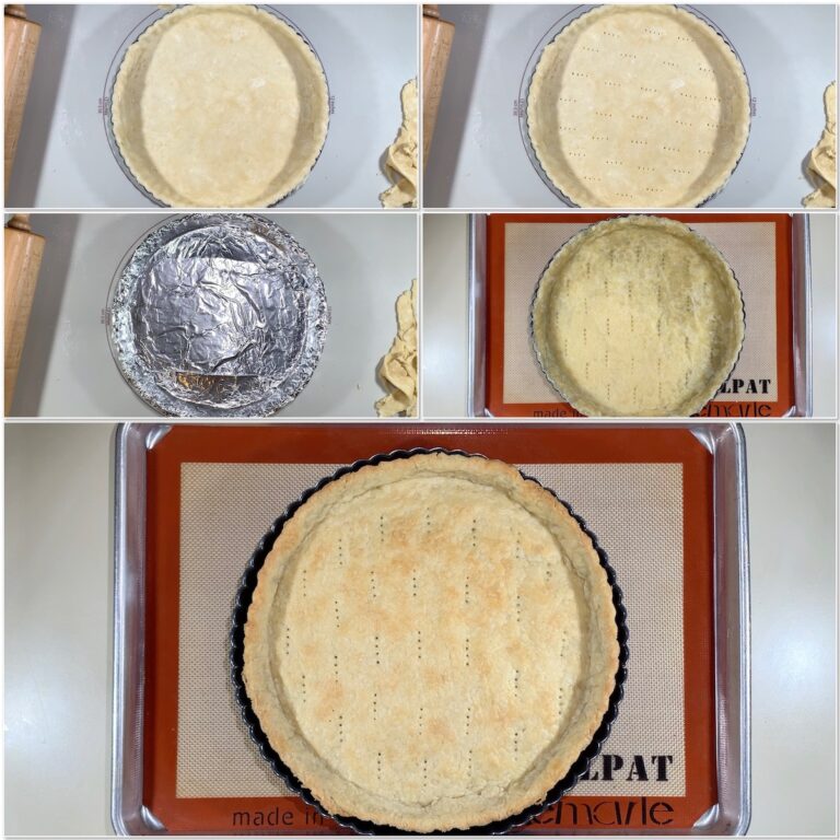 Blind baking Sourdough Shortcrust Pastry dough collage