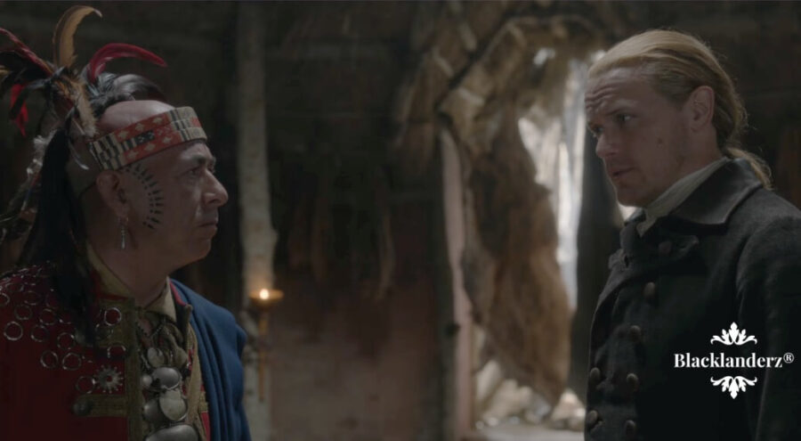 Jamie telling Chief Bird about what is to come and warning him to hide.