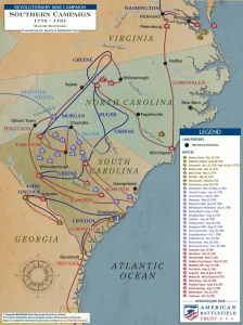 Map of the Southern Campaign during the Revolutionary War